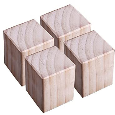Zlovne 4 Stück Kiefern Möbelbeine,Quadratische Sofafuss Schrankfüße Bettfüße,Erhöhen Sie die Höhe von Möbeln,LängexWeitexHöhe,Maximale Belastung 400kg/882lb,Holzfarbe (10x10x20cm)