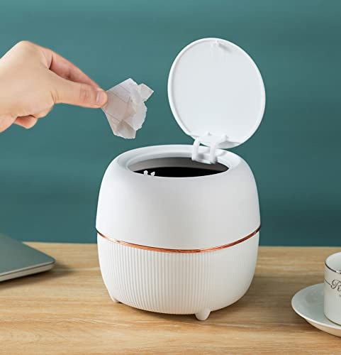 YUAI Corbeille en plastique poubelle créative mini poubelle de bureau avec couvercle petite poubelle de nettoyage de bureau à domicile bouton de stockage de bureau seau poubelle légère