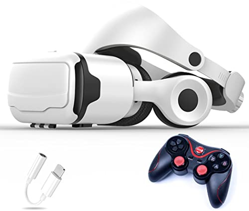 JYMYGS Gafas de Realidad Virtual, 3D VR Gafas con Controlador Bluetooth para Juegos Visión Panorámico VR Glasses para iPhone 13 Pro Max/13 Pro/13/12/11, para Samsung Galaxy S21, Huawei, Xiaomi