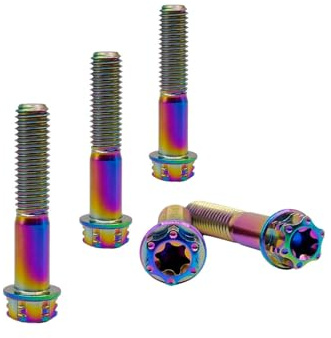RISON-Titanium Titanschrauben M10x1.25x35mm, 5 Stück Flanschschraube Torx Kopf Flansch Schrauben Sechskantschrauben Gewindeschrauben GR5 Titanbolzen Befestigungen für Motorräder Fahrrad Auto