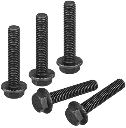 sourcing map M10 x 50 mm Sechskant-Flanschschrauben, 10,9 Karbonstahlschrauben, 5 Stück