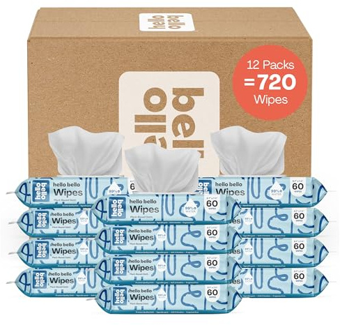 Hello Bello Babywipes I Plant Based Wipes für empfindliche Haut, hergestellt aus 99 % Wasser und Aloe für Babys und Kinder, 720 Count