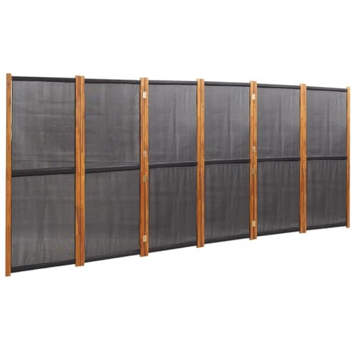 vidaXL Raumteiler 6-TLG. Trennwand Stellwand Paravent Spanische Wand Sichtschutz Umkleide Faltwand Raumtrenner Holz Schwarz 420x180 cm