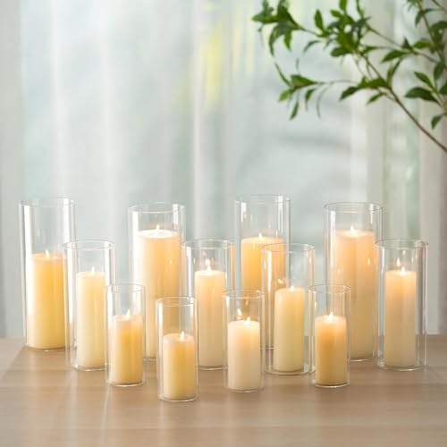 Romadedi Windlicht Glas für Hochzeit, 30er Set Klar Zylinder, 15/20/25 cm | Kerzengläser für Stumpenkerzen/Schwimmkerzen, für Tischdeko Esstisch Party Wohnzimmer Outdoor