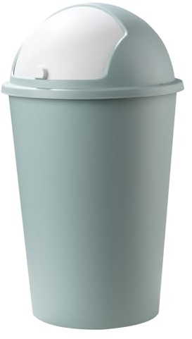 Home4You Mülleimer mit Schiebedeckel - 50 Liter Fassungsvermögen - Kunststoff - Pastellgrün - Weiß - Abfalleimer Kosmetikeimer Badezimmereimer