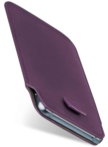 moex Slide Case för Apple iPod Touch 4G mobilskal för att sticka in ultratunt, hölster mobilväska av veganskt läder, premium mobiltelefonfodral 360 graders komplett skydd med utdragning – lila