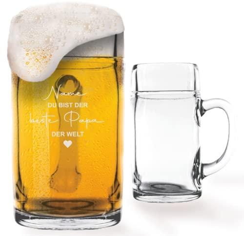 GRAVURMACHER® STÖLZLE - Boccale da birra con incisione in vetro, misura 1,0 l, ideale come regalo per la festa del papà, regalo di compleanno da uomo, motivo 08