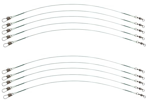 DEARBAG 10 Stück Flexible Rotation Fluorocarbon Vorfach Leader, Edelstahl Vorfach mit Große Tragfähigkeit, Verschleißfest Angelzubehör Vorfach, Angeln Vorfächer für Raubfische Hidden-Hauptschnur