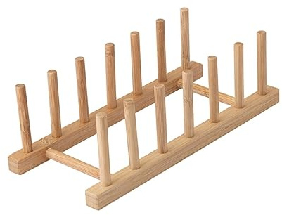 HEMOTON 2 Piezas Escurridor De Platos Estante De La Bandeja De Tazas Bastidores De Almacenamiento En El Hogar Discos Compactos De Madera El Plato
