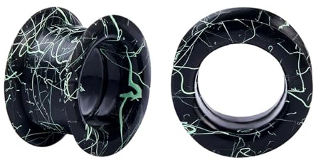 Longbeauty 1 Paar Silikon Ohrpiercing Ohr Tunnel Flesh Expander Stretcher Earlets Plug Gauges Double Flared Hart für Ohrläppchen, Schwarz/Grün, 18MM