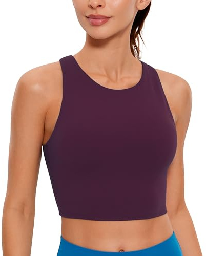 CRZ YOGA Butterluxe High Neck Crop Tank Tops Deep Purple X-Large