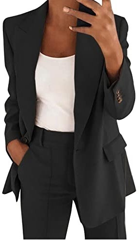 Tailleur Donna Eleganti Pantaloni e Giacca da Cerimonia Curvy Completo Pezzi Elegante Suit Blazer a Maniche Lunghe Tuta Donna Casual Set di Abiti in Tinta Unita Pantalone Giacche Ufficio Completa