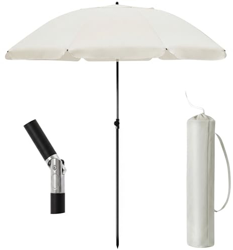 2M Outdoor Garden Parasols, Portable Patio Umbrella with Carry bag,Tilting UV30+ Protection Sun Shading Umbrella,Water Repellent Portable Sunshade for Balcony, Bench, Deck, Patio Cream