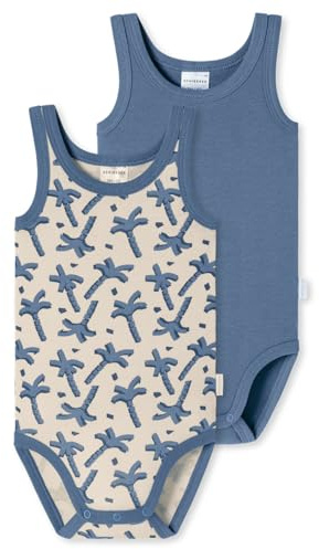 Schiesser Unisex baby 2-pack skötbody utan arm med knappar – 100% ekologisk bomull – storlek 56 till 104, Sorterad 5_181000, 74 cm