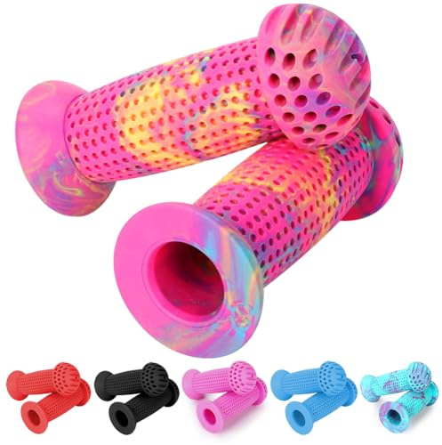 Fahrradgriffe Kinder - lenkergriffe Fahrrad Kinder 22mm mit Höchster Sicherheit Prallschutz | lang 105mm Kinderfahrrad Griffe für Roller,Dreirad,Kinder Laufrad,Kinderfahrrad (A/Mixed Color)