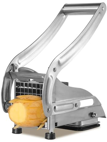 YENXIKU Premium French Fry Cutter & Potato Slicer – Stainless Steel Vegetable Cutter with 1/2 & 1/3 Inch Blades for Fries, Potatoes, Chips & Carrots (1-Pack)