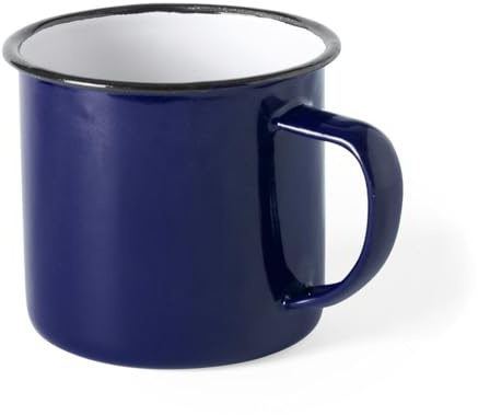 eBuyGB Set of 4 380ml Coloured Enamel Mugs Retro Outdoor Camping Travel Tin Rustic Metal Cups (Blue)