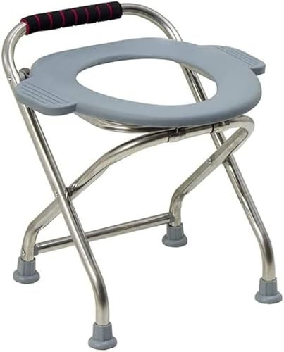 SaryEdge Klappbarer, Leichter Toilettenstuhl, tragbarer Toilettensitz, kompakter, Leichter Toilettenstuhl für drinnen und draußen, robuster Stuhl aus Edelstahl und praktischer Camping-(