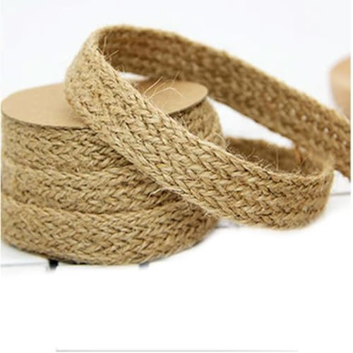 CIVIOOH 10M Nastro Intrecciato in Juta Naturale Spago Piatto in Juta Corde di Canapa Fai da Te Artigianato Decorazione per Feste di Nozze Cucito Nastro Vintage Corda Artigianato