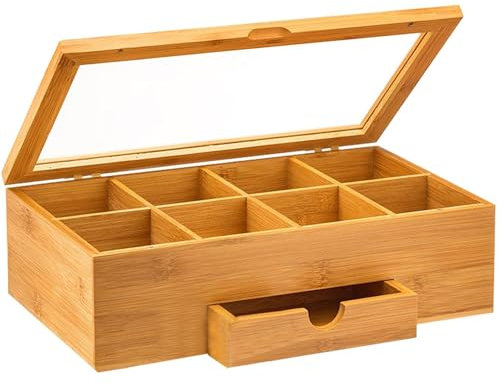 6 Compartment Storage Box - Tea Bag Organizer, Wooden Tea Bag Storage Box | Wooden Tea Bag Holder | Tea Bag Holder Flep Tea Bag Holder
