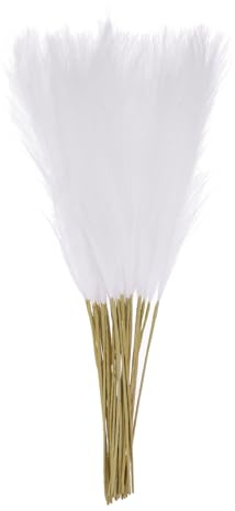 sourcing map 30pcs Dried Faux Pampas Grass 21 Inch Artificial Fake Fluffy Pampas Grass Decor for Fall Home Vase Floor Table Wedding Decorations, White