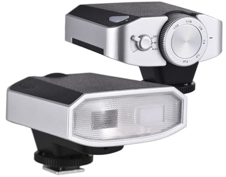 Camnoon Kamerablitz GN15 Flash Speedlite, 6000K, 6-stufige Helligkeit, M/A Blitzmodi, 1/20000s Blitzgeschwindigkeit mit Fülllicht für Canon Nikon Sony Panasonic Olympus Pentax