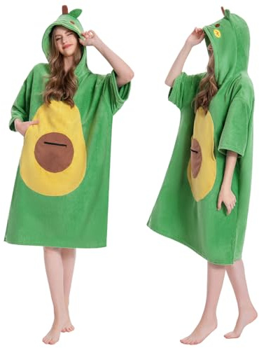 OLAOLA Mikrofaser Badeponcho, Handtuch Poncho für Erwachsene, Surf Poncho mit Kapuze und Tasche, Weiche Schnelltrocknende Handtuch als Umziehhilfe Strand Damen und Herren