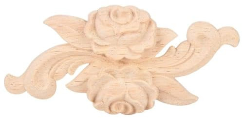4 pezzi onlay con applicazioni in legno intagliato, 4 pezzi onlay con applique ad angolo intagliato a fiori per armadietti per mobili in stile vintage (Tipo E)
