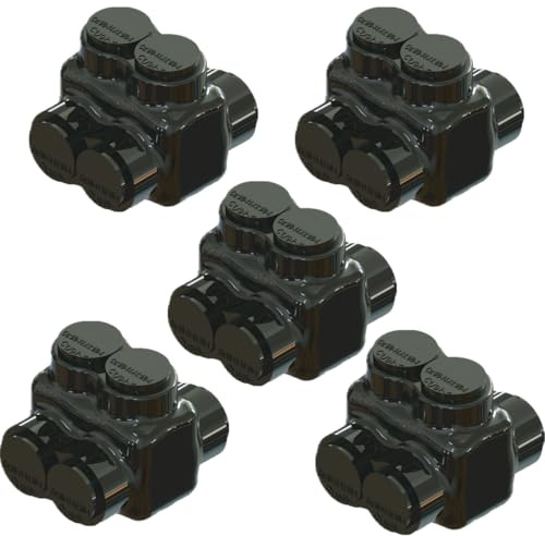 Insulated Splice Connector 2 Ports Wire Connectors 4-14AWG Wide Dual Side Entry Polaris Connector Aluminum and Copper Insulated Wire Connector Pre-Filled with Oxide Inhibiting Compound (Pack of 5)