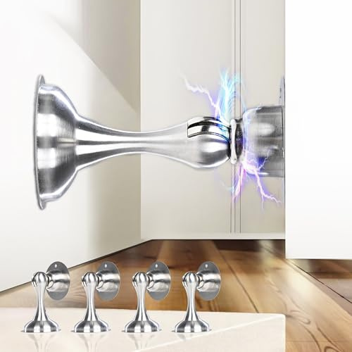 Türstopper Magnetisch Edelstahl 4 Stück, Selbstklebend & Schraubbar | Starker Türhalter Magnet, Rostfrei Türstopper, Hält Türen Sicher Offen Schützt Wand Und Tür, Für Zuhause Und Büro