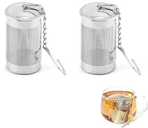 OUDQFCJ 2 coladores de té para té Suelto,Dos tamaños,fácil de Limpiar,infusor de té para té Suelto con Cadena Larga,Reutilizable,colador de té de Acero Inoxidable 304,Agujeros de Filtro Finos