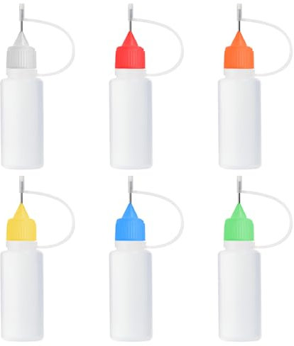 Aplicador de Pegamento 6 Piezas - Botella de Precisión de 5ml en Plástico, Con Cuentagotas y Exprimidor Para Aplicación Precisa