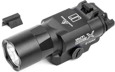 GLECTICAL GT-300ub Torcia Tattica, 600 Lumen Torcia LED, Nero | 2 Modalità di Illuminazione: Costante e Istantanea, Torcia Tattica Compatta per Guida 20mm Picatinny e Slot Glock