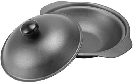 GALPADA Cazuela Olla Pequeña para Arroz con Pollo Estofado de Hierro Fundido Amarilla Resistente al Calor con Tapa y Almacenamiento de Energía Multiusos