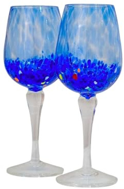 MurArt 2 Calici da Vino di Murano Set 6 Flute da 200 ml Alt 20cm Collezione Elegance in Vetro soffiato, Lavorato a Mano artigianalmente Made in Italy