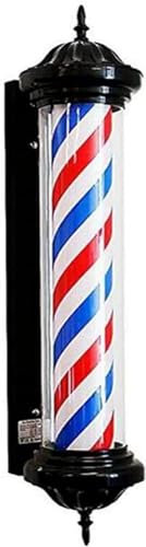 Lámpara de Pared para Exterior con Poste de barbería, luz LED, Letrero de peluquería con Rayas Rojas y Blancas, lámpara de Pared Retro.