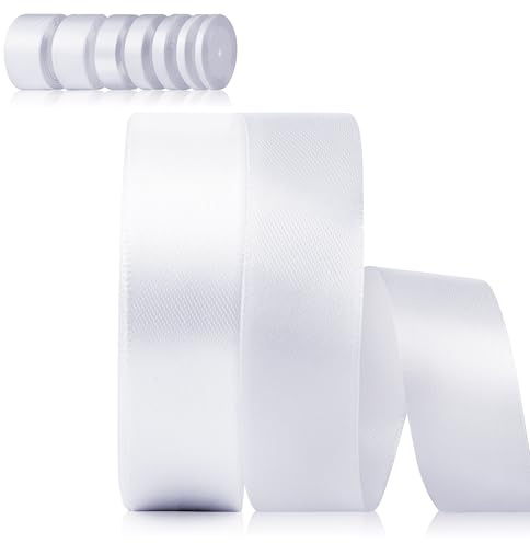 Foshird Satinband Weiß 25mm x 22m Geschenkband Breit Schleifenband Hochzeit Polyester Bänder zum Basteln Dekoband für Geschenkverpackung Geburtstag DIY