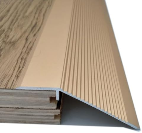 GOUZIBHD Striscia di Transizione Alluminio,Striscia di Soglia,Strisce di Copertura per Pavimenti,Profilo di Transizione,Tagliabile Rampa di soglia per Moquette/Legno/Piastrelle(Color:Oro)