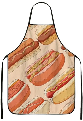 Delantales para cocinar, divertido delantal vintage de cocina de comida rápida para adultos, barbacoa de verano, uso culinario para fiestas a la parrilla, Multi, 24x31 Inch