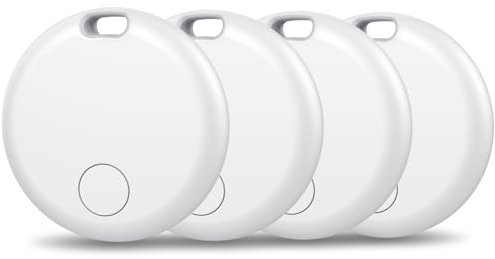 Tracker Tags Bluetooth Item Finder-4Pack，Compatible with Apple Find My APP (iOS Only) Replaceable Battery, IP67 Waterproof, Suitable for Luggage, Bags, Wallets, Backpacks, Keys Tracking Tag, White