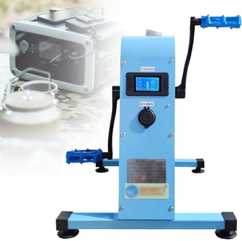 HNBYLMM Generador de Pedales de 350W, generador de Fitness, generador de manivela, generador de energía de Pedal, Salida USB de 5V/12V/48V, con luz LED y función de visualización en Pantalla