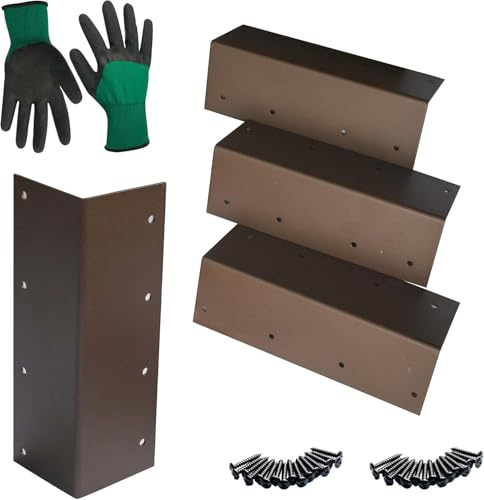 IRSTBL – Raised Garden Bed Corner Brackets Set of 4 – Heavy Duty Powder-Coated Steel for 10–15 Elevated Beds – Includes Screws and Gardening Gloves