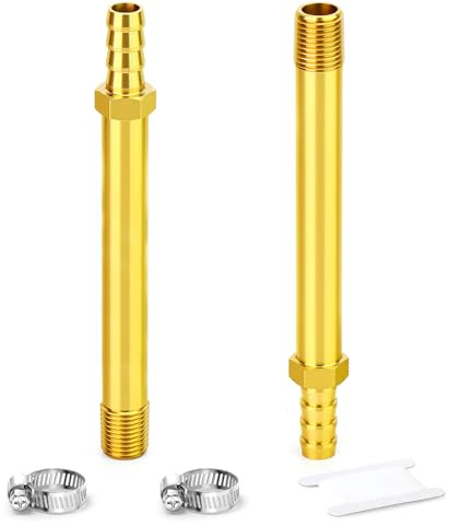 ERGAOBOY 2 piezas de racor largo de latón para manguera, rosca macho BSP de 1/4, longitud 10 mm con espiga - 150 mm con espiga, conector recto, combustible, gas, agua, aire