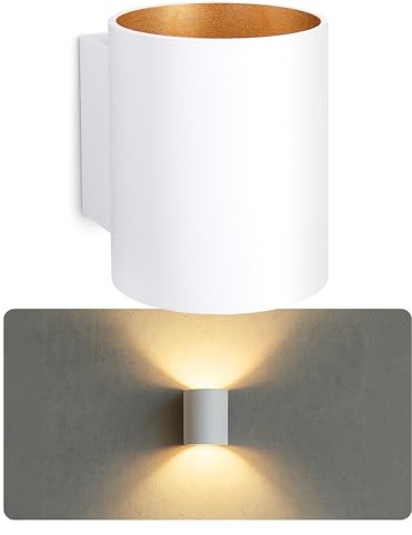 SSC-LUXon TUANI Wandstrahler weiß-gold rund G9 3W warmweiß dimmbar inkl LED | Wandlampe weiß-gold für indirektes Licht - dimmbar, warmweiß, für Wohnzimmer, Treppe & Schlafzimmer, inkl. G9 LED