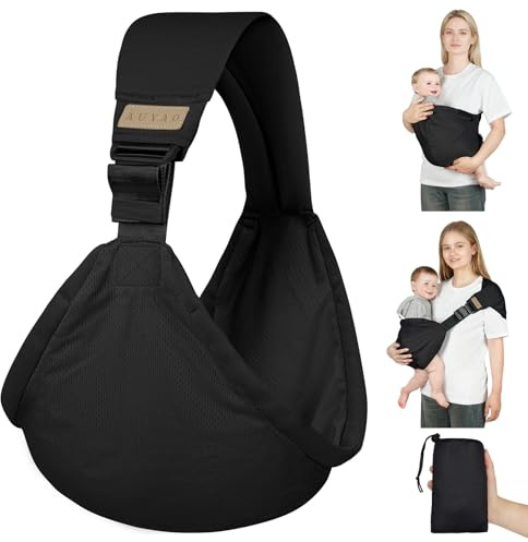 AUYAO Marsupio Neonato, Multifunzionale Fascia Porta Bebe, Marsupio Laterale per Neonati Fino a 15KG, Portabebè Bambino Ergonomico, Traspirante e Regolabile