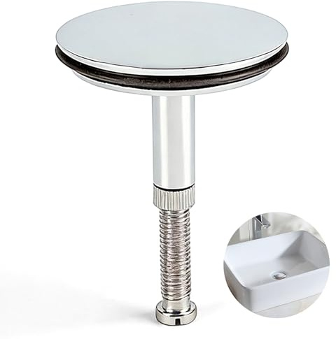 Badewannenstöpsel, 43mm Universal Passform Abflussstopfen, Verstellbarer Stöpsel Badewanne, Abflusssieb aus Messing mit integrierte Doppel Dichtung