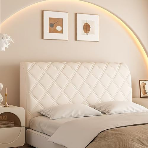 TLMQYXZE Copritestata Universale Copertura/Copri Testiere Letto Matrimoniale/Singolo/Una Piazza E Mezza Imbottito Bianco,Velluto Elasticizzato Morbido Tessuto(Beige,170x70cm)