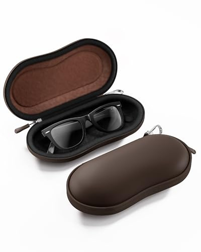 ProCase Étui Lunettes Rigide Antichoc EVA, Boîte à Lunettes de Soleil Légère avec Fermeture Zippée, Mousqueton et Accessoires, Modèle Unisexe