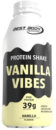 Best Body Nutrition Protein Shake RTD Proteindrink Vanilla Vibes, 500 ml | Trinkfertiger Proteindrink aus Milchproteinkonzentrat, ohne Zuckerzusatz, fettarm, trinkfertig, Geschmack Vanilla Vibes