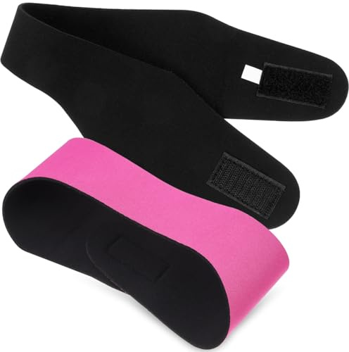 TOYANDONA Lot de 2 Bandeaux de Sport pour Garçon et Filles et Tout-Petits, Protection Auditive Étanche, Taille Moyenne, Couleurs Noir et Rose Fuchsia, Bandeaux de Natation Confortables